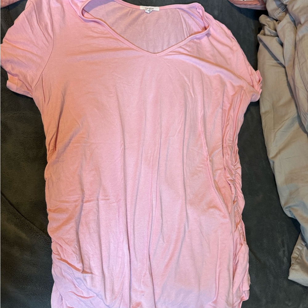 Pink V-Neck Women's Maternity Top